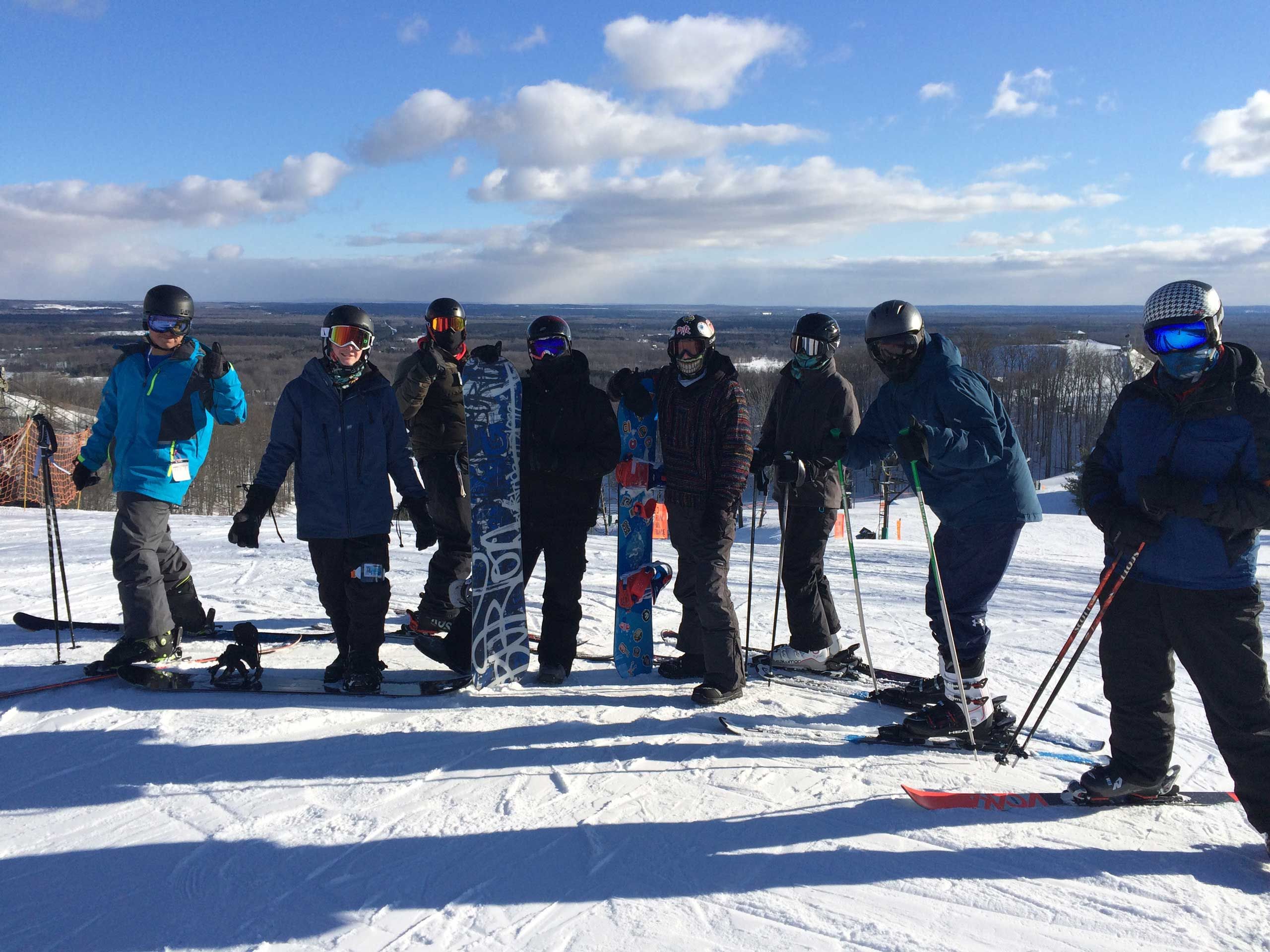 skiing and snowboarding