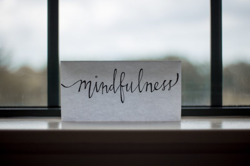 mindfulness message in window